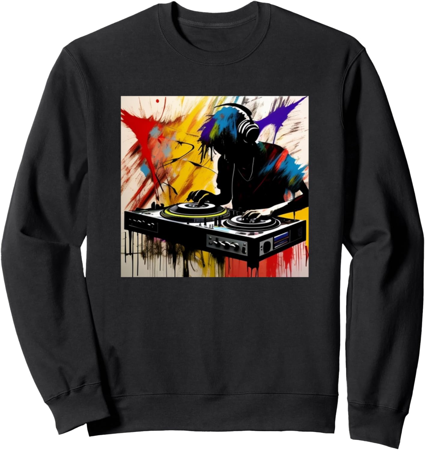 

Толстовка с изображением диджея Ди Джоки и красочного проигрывателя виниловых пластинок Dj Turntable Discjockey - Men Women Kids Boys Gift, черный