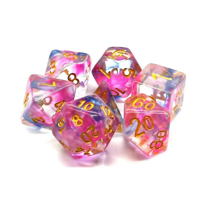 

Комплект Poly Set Розово-красный и синий с золотом (7), Acrylic-Resin Dice - Nebula