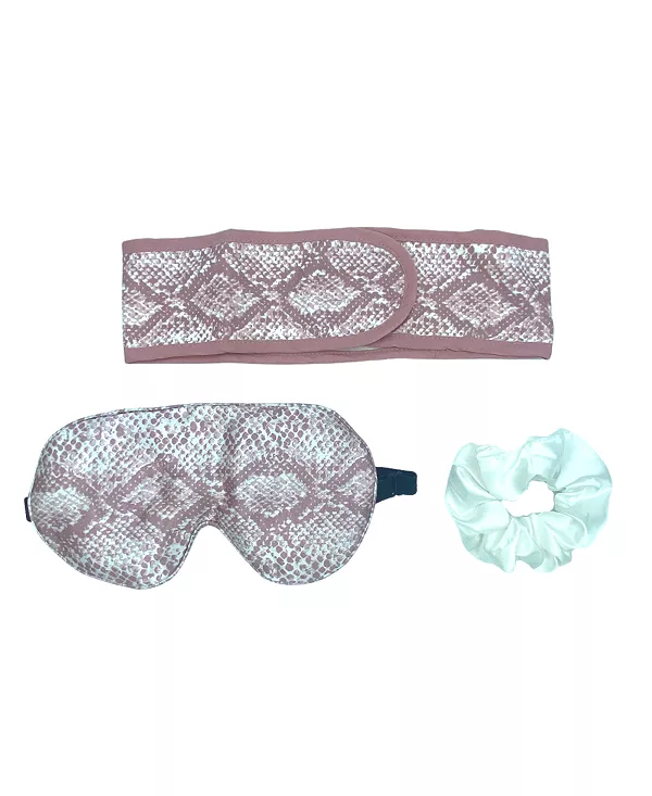 

Женская атласная маска для глаз + микрофибровый спа-набор - змеиный принт Headbands Of Hope, multi