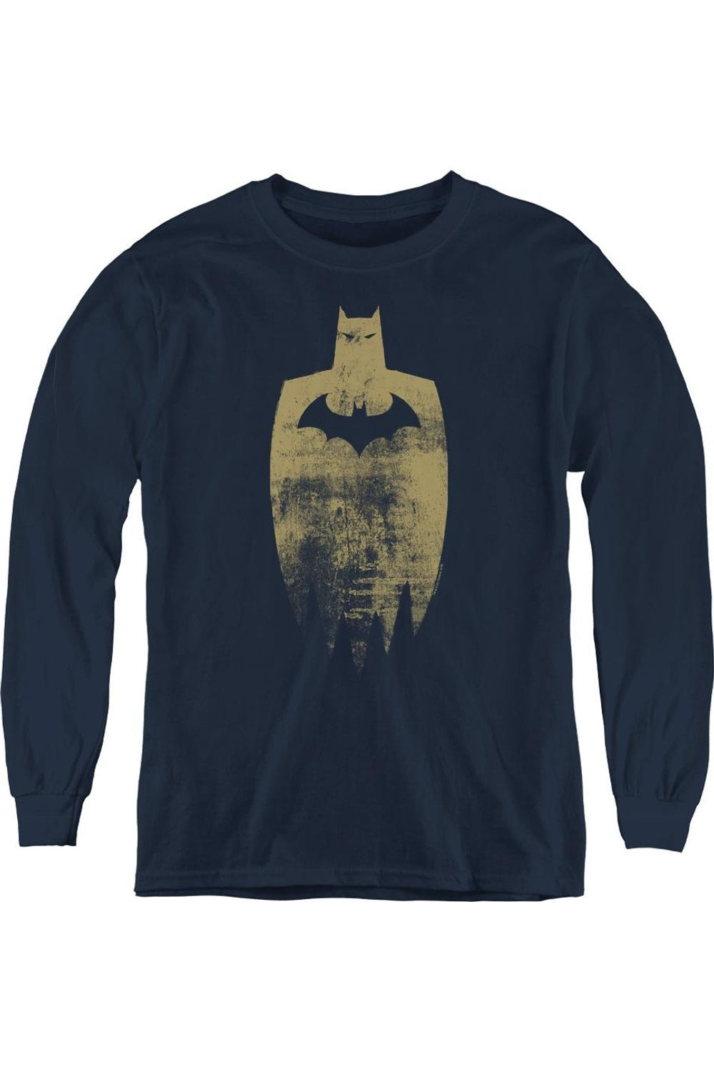 

Футболка с золотым силуэтом Batman для подростков с длинным рукавом Gildan, темно-синий