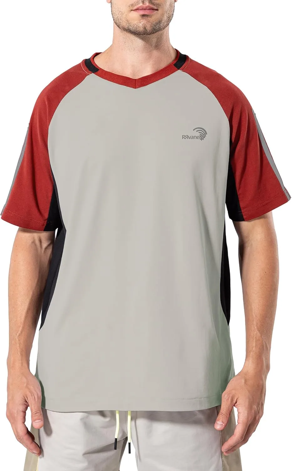 

Мужская футболка с v-образным вырезом для тренировок, быстросохнущая, с реглан RRvane