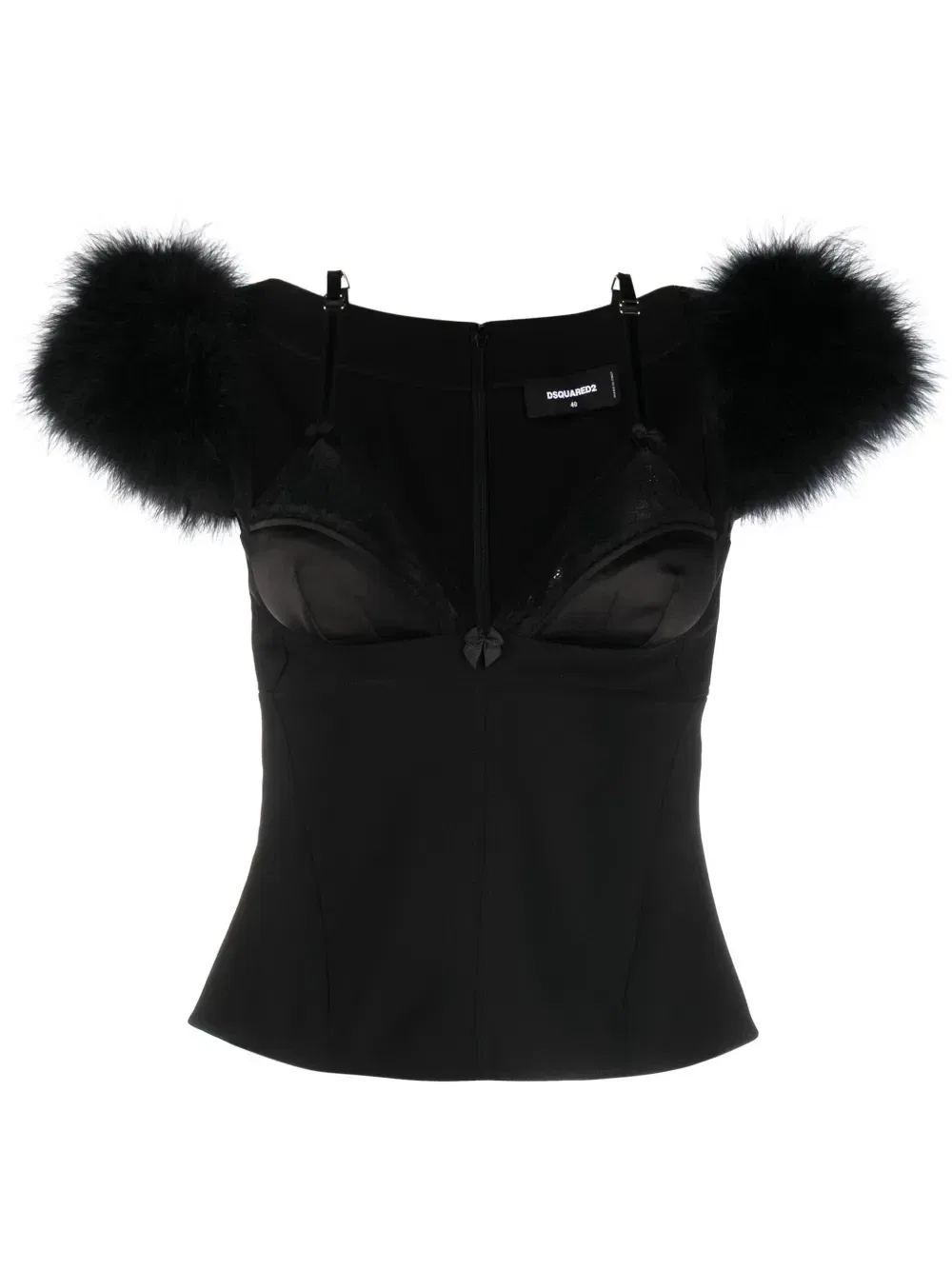 Топ с перьями Dsquared2, черный