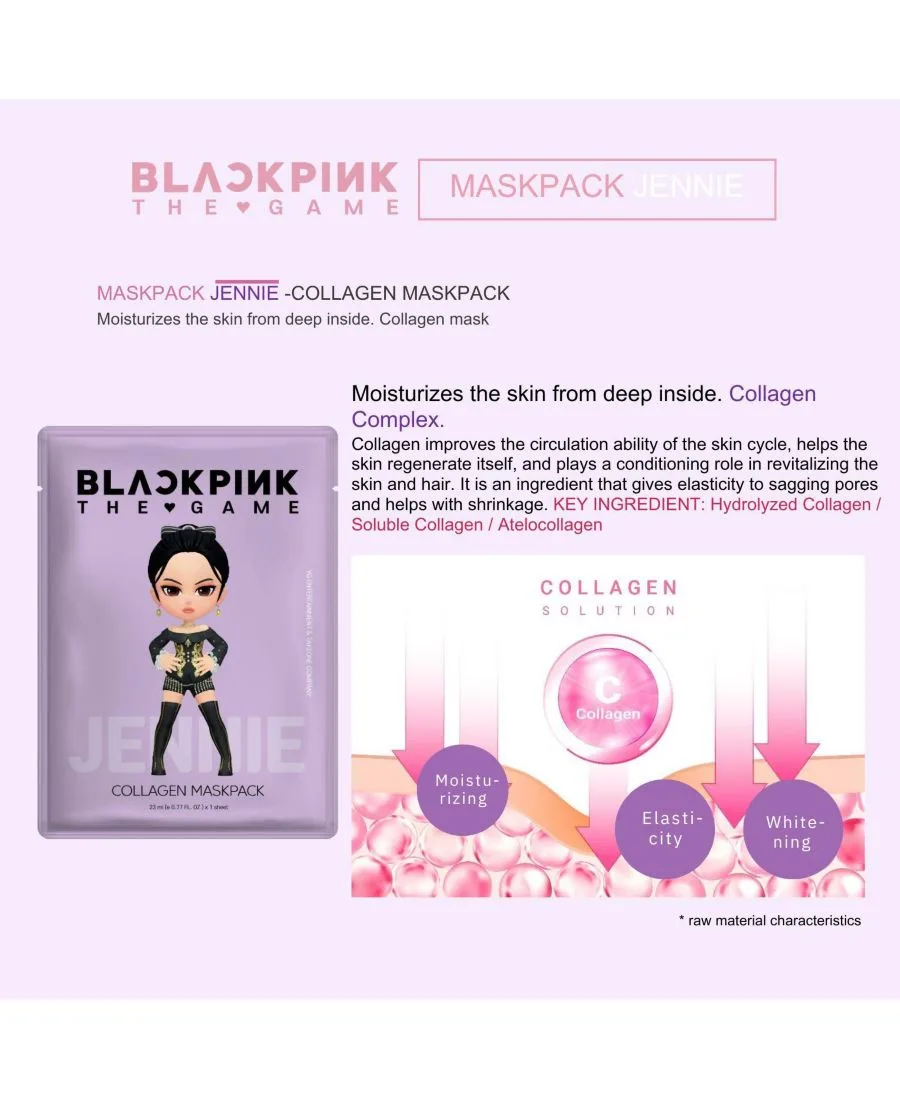 SIIA Cosmetics Набор масок BLACKPINK THE GAME MASKPACK SET - JENNIE (COLLAGEN) — фото 4