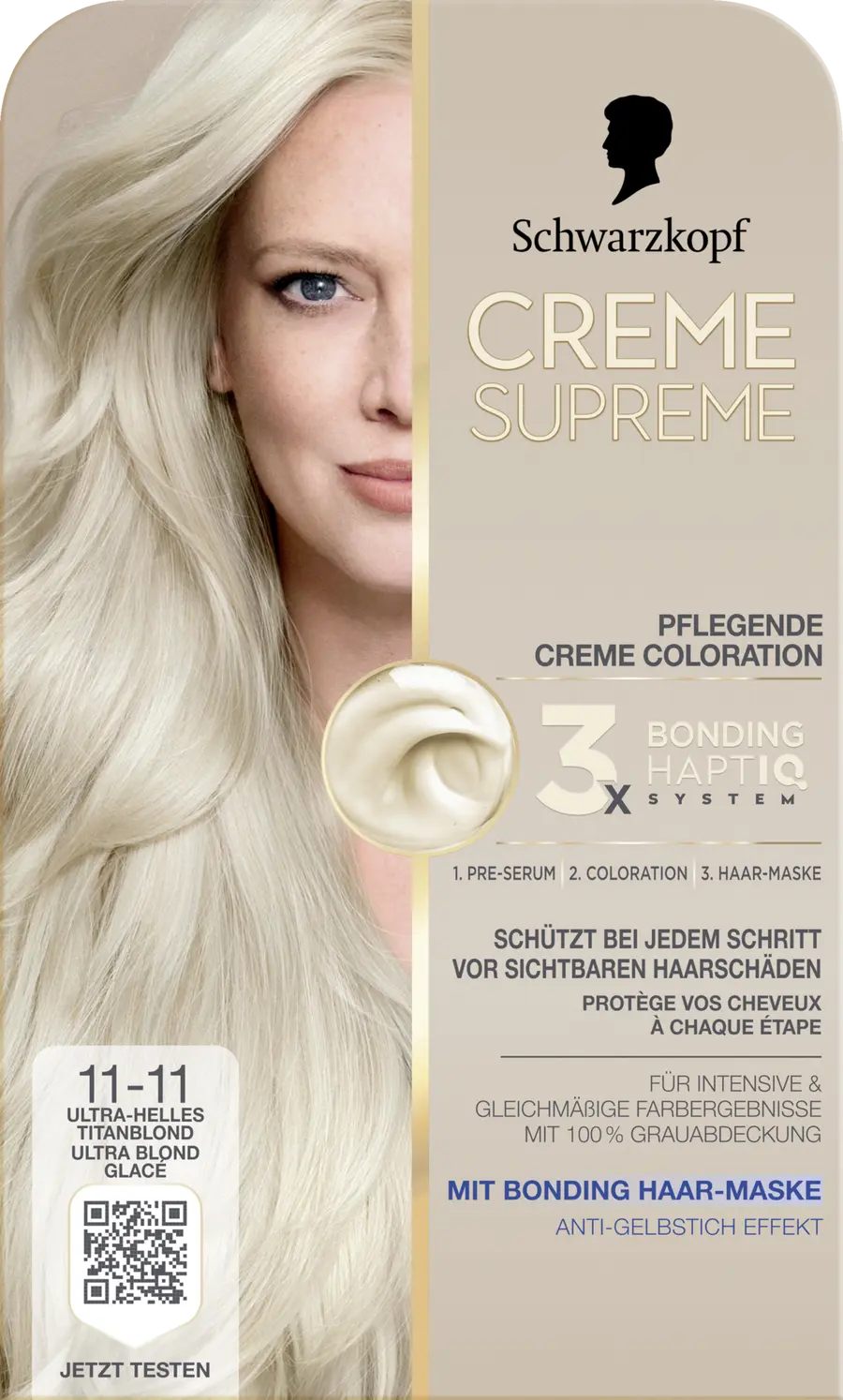 

Краска для волос CREME SUPREME Pflegende Coloration 11-11 Ultra-Helles Titanblond