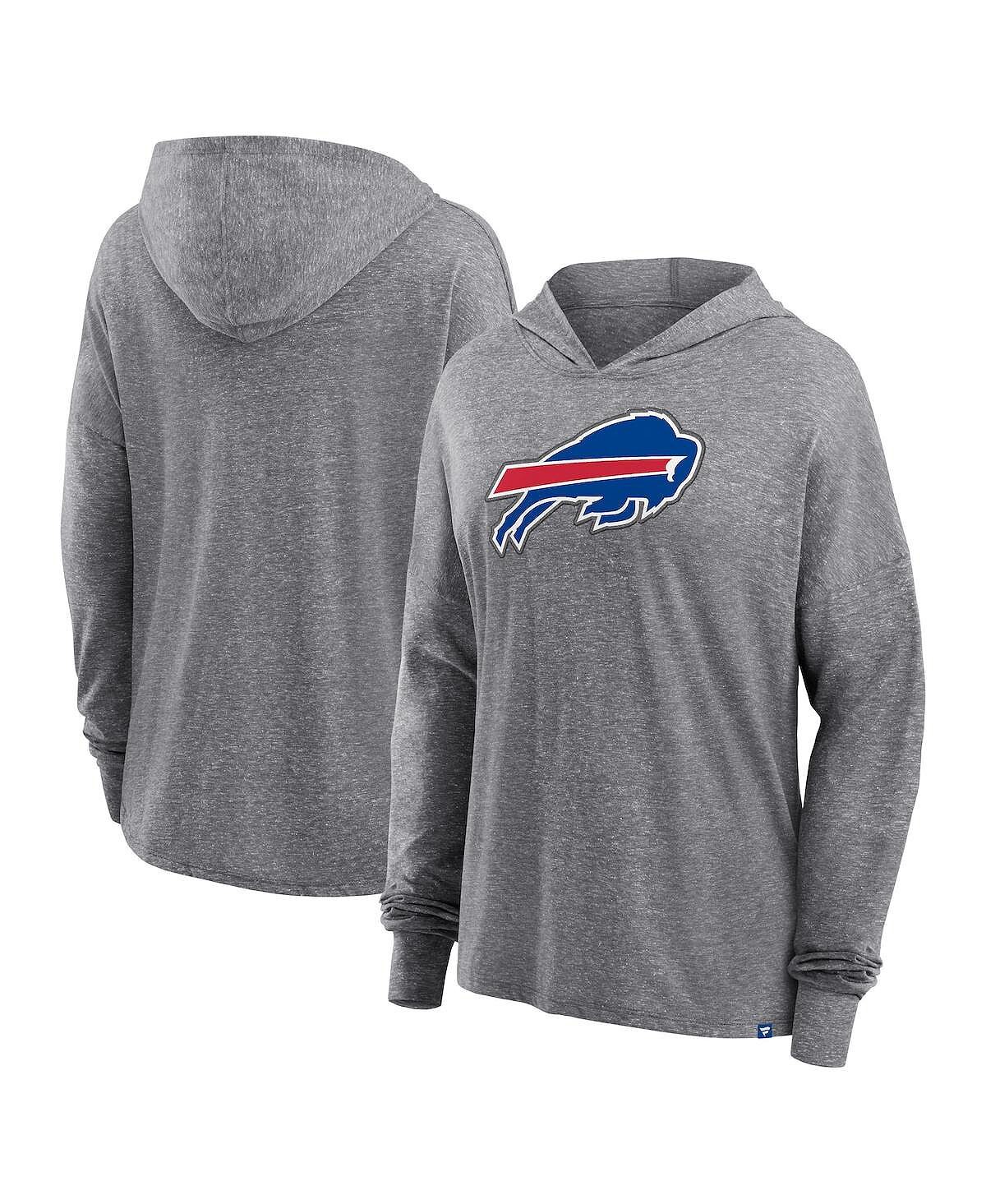 

Женский уютный основной пуловер с капюшоном с логотипом Heather Grey Buffalo Bills Fanatics