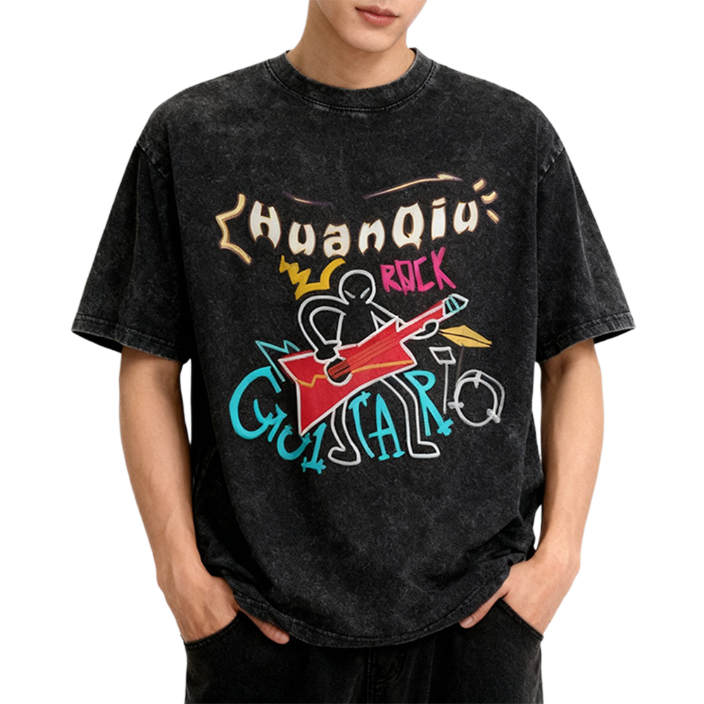 

Футболка Unisex Crew Neck Moderate Straight Fit HUANQIU, washed черный