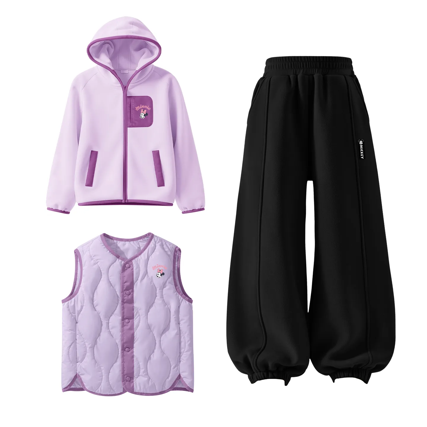 Детская повседневная худи с капюшоном Disney, [Thickened and Fleece-Lined]Silicone Double Eyelid K Purple+Silicone Double Eyelid K Black+Silicone Double Eyelid K Purple