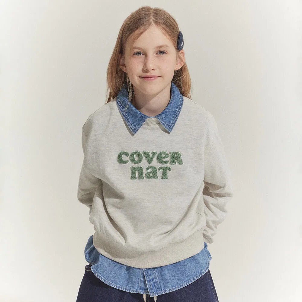 Детский базовый свитшот с логотипом Cooper цвета овсянки от Covernat Kids