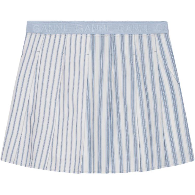 

Полосатая плиссированная мини-юбка GANNI, белый