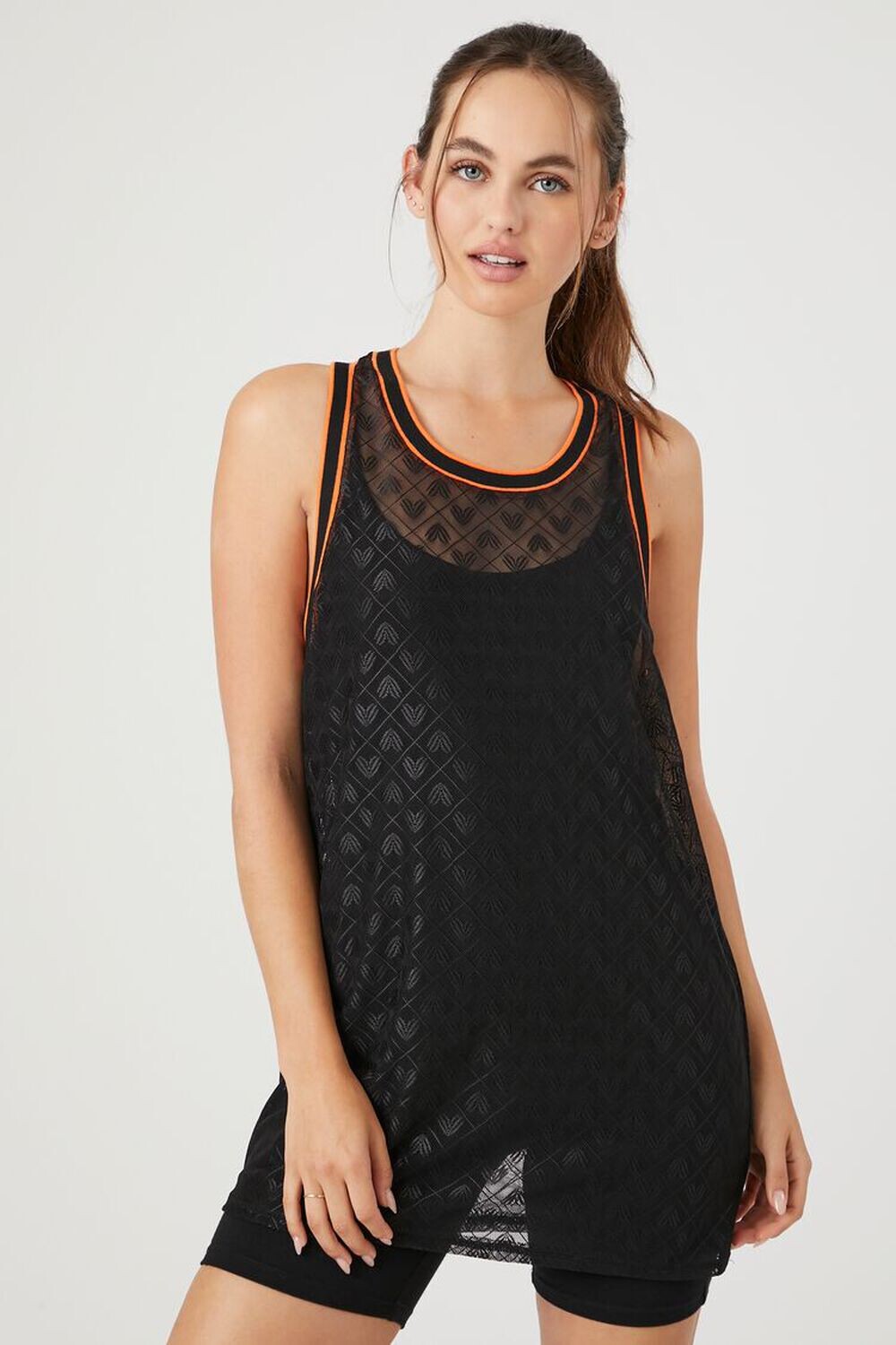 

Удлиненная майка Active из прозрачной сетки Forever 21, черный