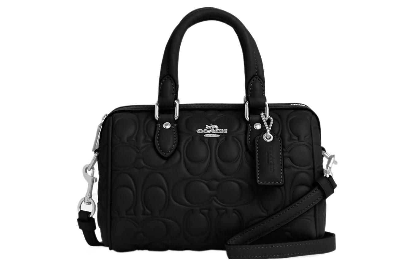 

Сумка Rowan Leather Boston через плечо кросс-боди Coach черная женская
