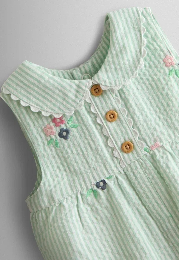 Комбинезон Jojo Maman Bébé, Regular fit, зеленая полоска с цветочным принтом — фото 3