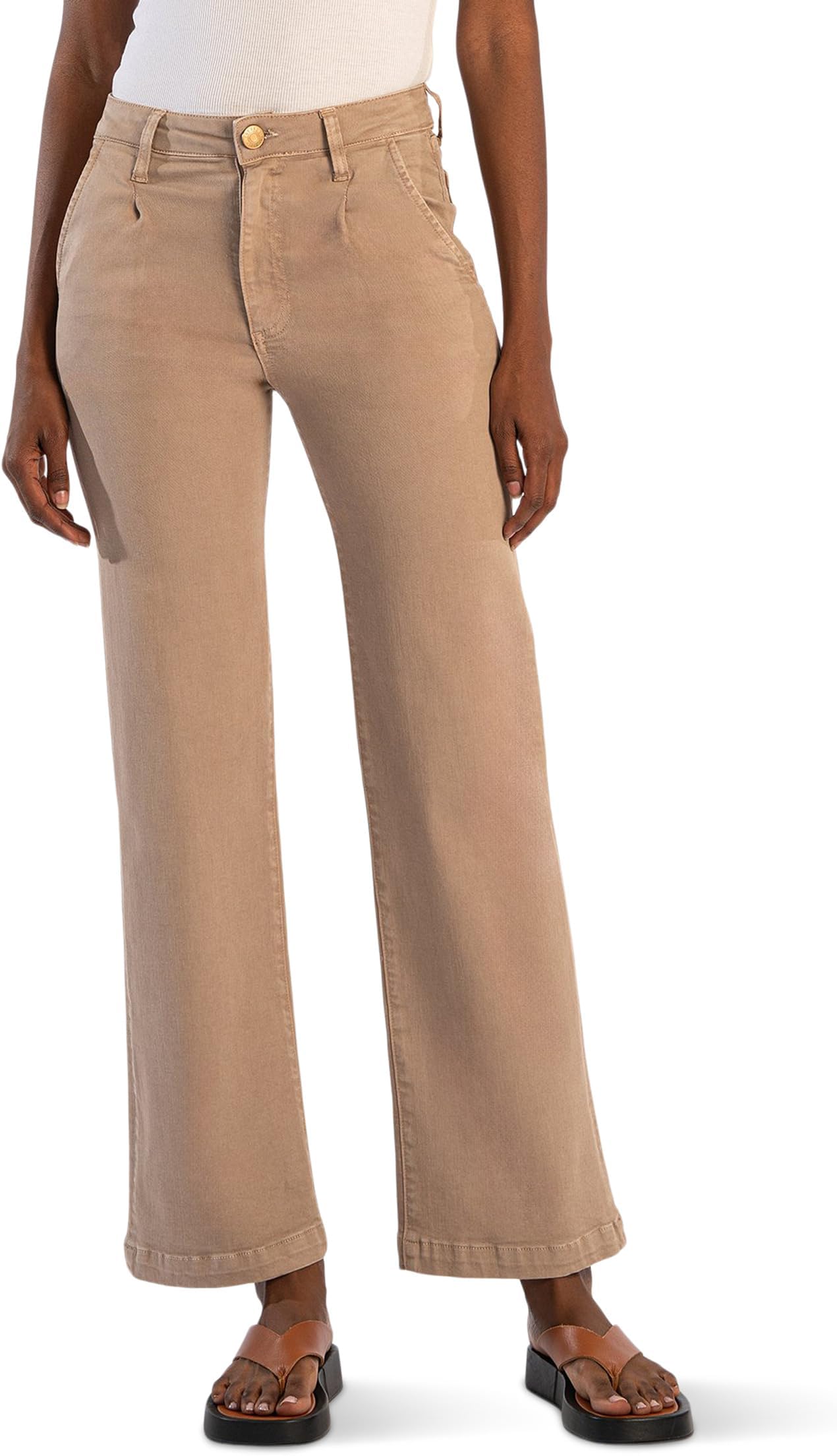 

Джинсы KUT from the Kloth Jodi High-Rise Wide Leg-Slash Pockets-Back Basic Pocket In Stone, цвет Stone