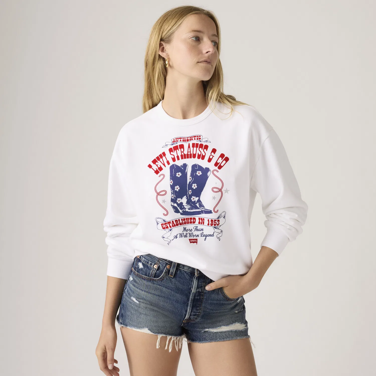 Свитшот с графическим логотипом и круглым вырезом в стиле «Наследие» Levi's, White