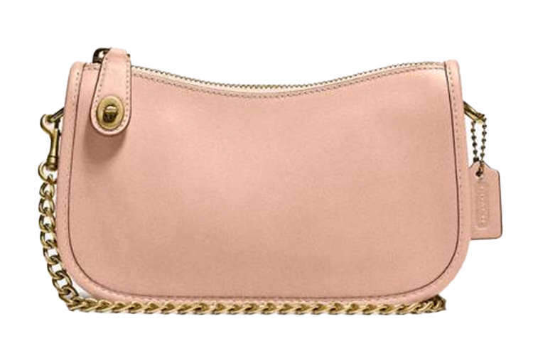 

COACH Кожаная сумка Swinger через плечо, Pochette, сумка через плечо, кроссбоди, женская сумка Nude Pink