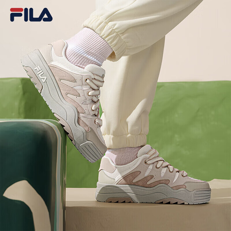Кроссовки спортивные женские Fila Rosetta на толстой подошве, бежевый / светло-розовый