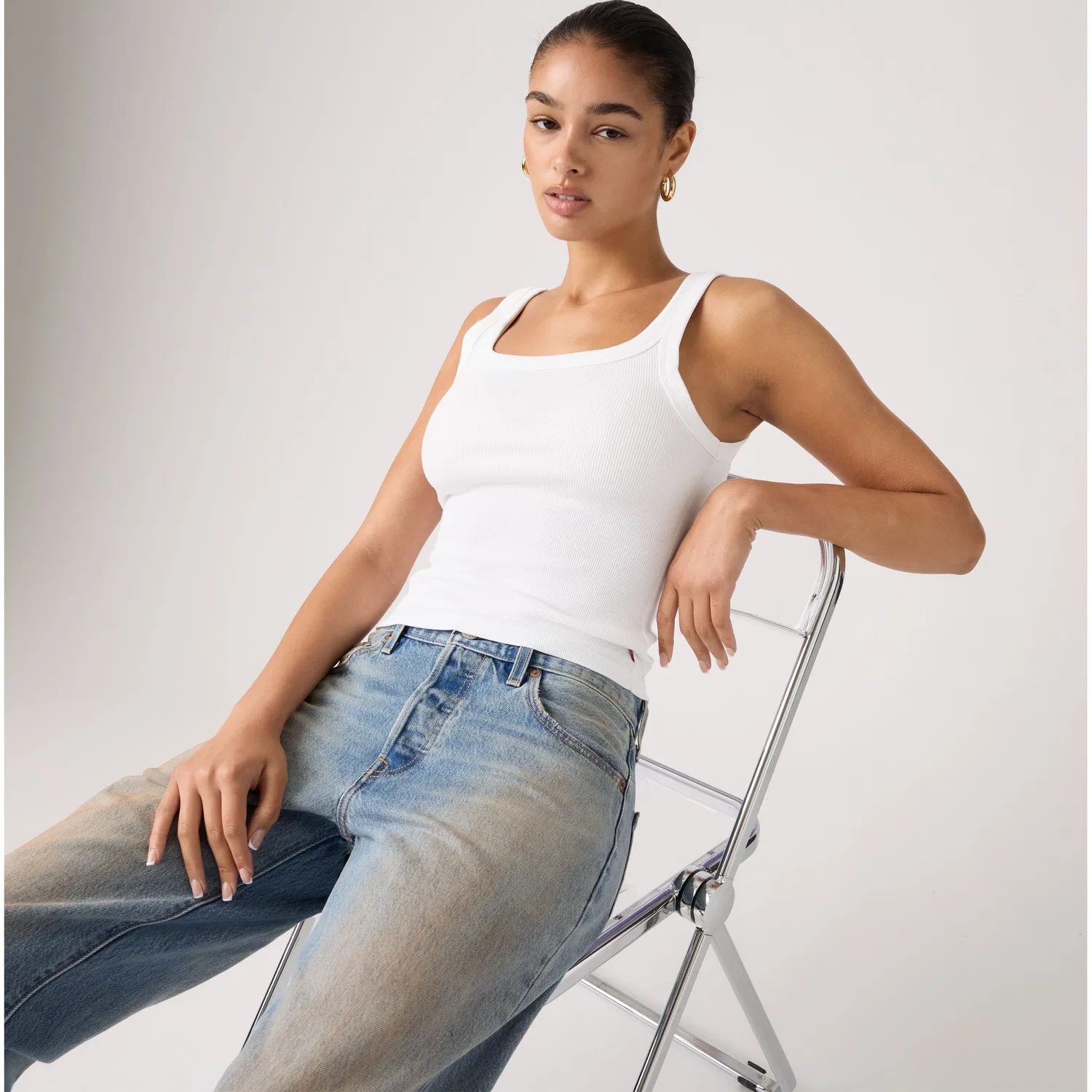 Базовая ребристая майка Levi's, White