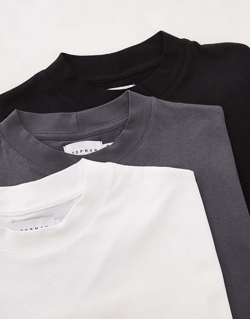 

Topman – комплект из 3 свободных футболок черного, белого и графитового цветов