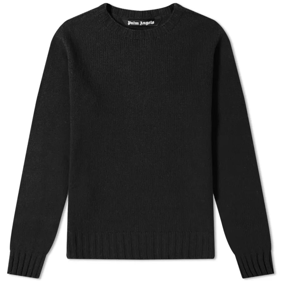 

Свитер Palm Angels Wool Back Embroidered Logo Crew Knit 'Black', черный