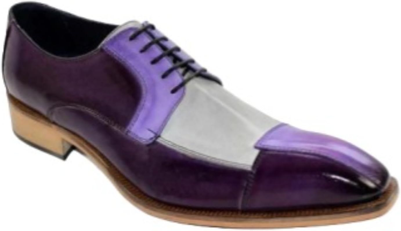 

Мужские туфли оксфорды с переплетением двух тонов, кожаные, с шнуровкой, низкий каблук, крылья носка, мягкий квадратный носок, формальные дерби для вечеринки, свадьбы, офиса и работы Netehadi, фиолетовый
