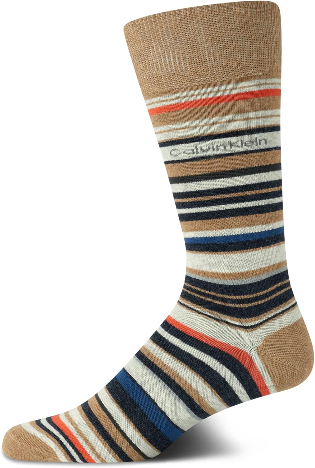 

Мужские носки Calvin Klein - 1 пара, легкие, эластичные, мягкие, рабочие носки для мужчин, для повседневного делового и формального стиля., Tan Stripes