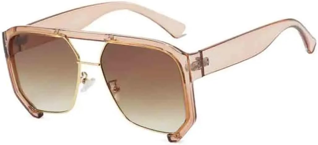 

Винтажные солнцезащитные очки в полуободковой оправе для женщин, толстая оправа с двойной перемычкой, стильные многоугольные солнцезащитные очки UV400 для путешествий VVTWSSW, Champagne Tea