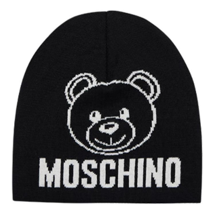 

MOSCHINO Шерстяная женская шапка-бини черная, Black
