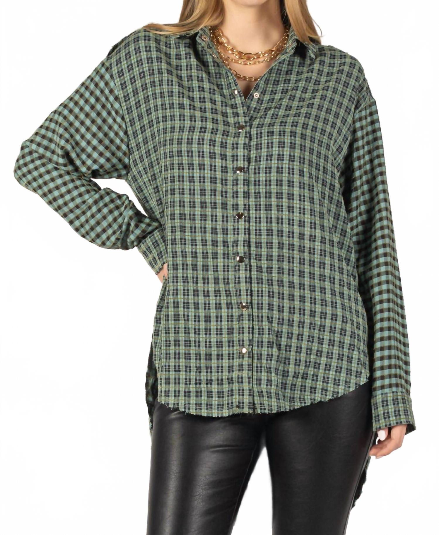 

Зеленая рубашка в клетку на пуговицах Before You Collection
