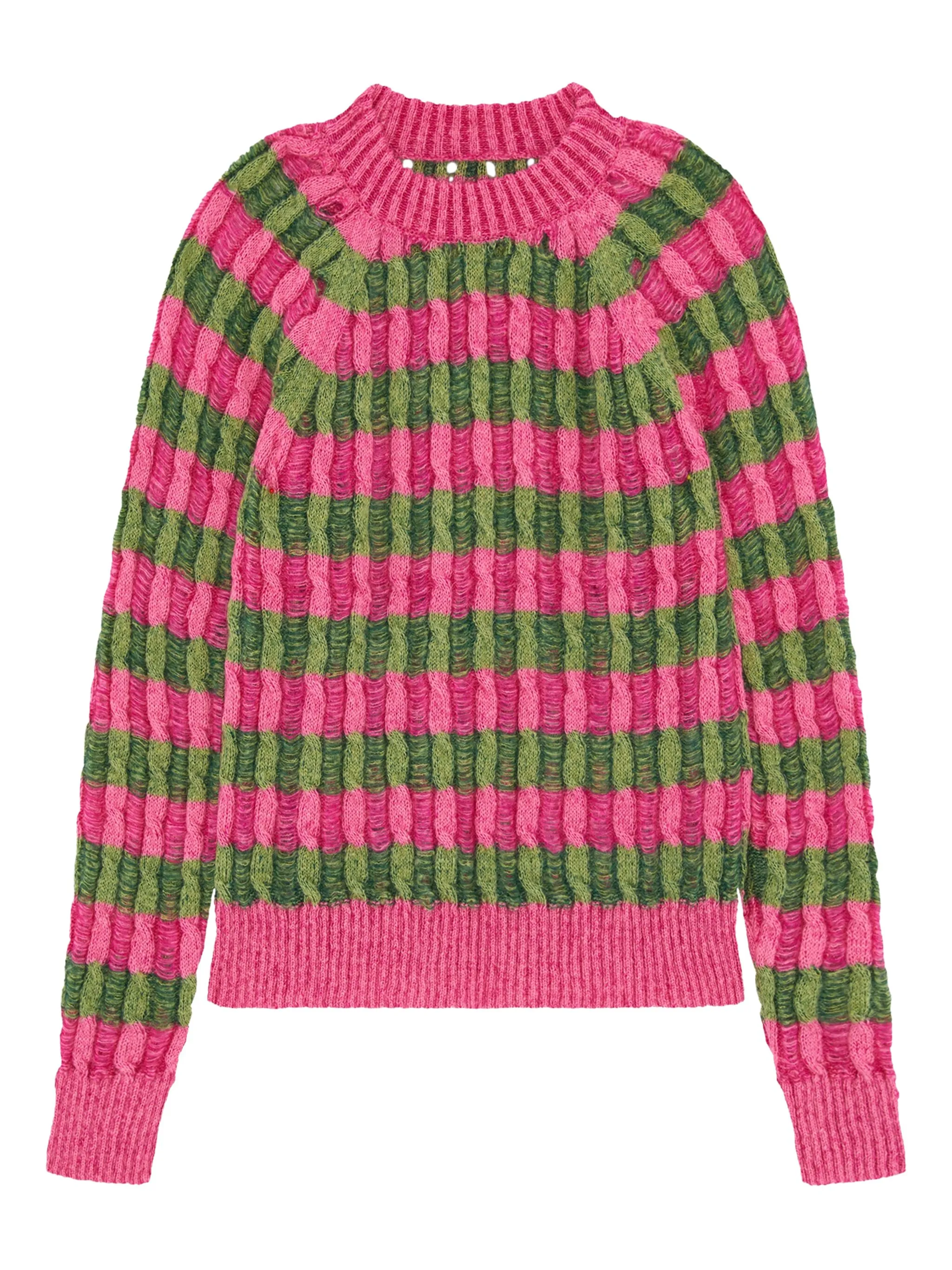 

Полосатый свитер фактурной вязки Agr, розовый