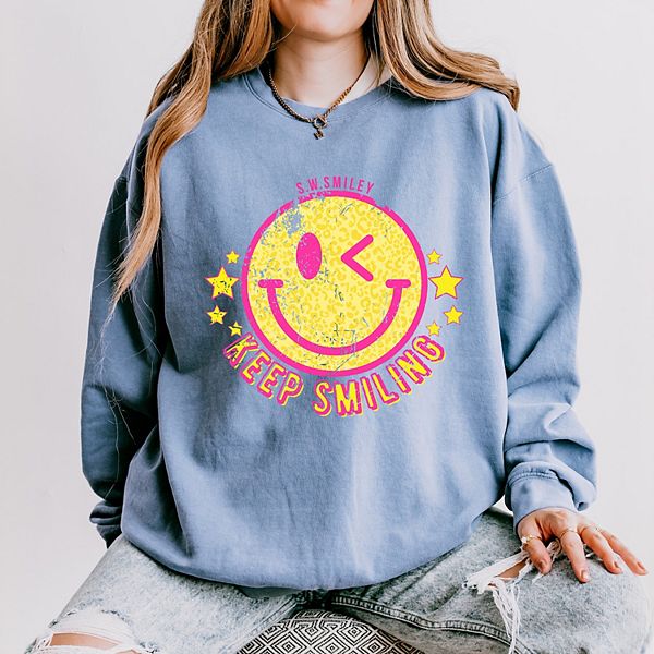 

SWSmiley keep smiling happy face легкий свитшот garment dyed Simply Sage Market, Зеленый, SWSmiley keep smiling happy face легкий свитшот garment dyed Simply Sage Market