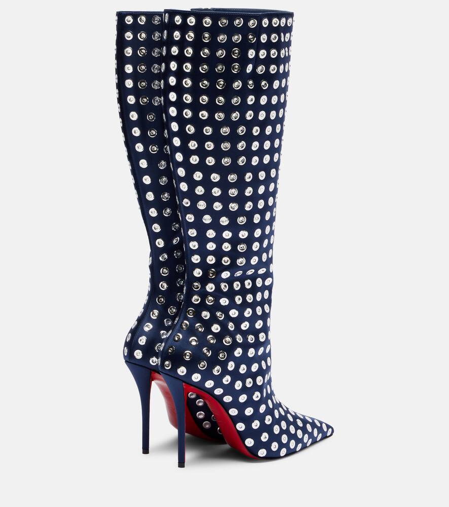 Miss Z 100 сатиновые ботинки до колена с декором Christian Louboutin, Zaffiro — фото 2