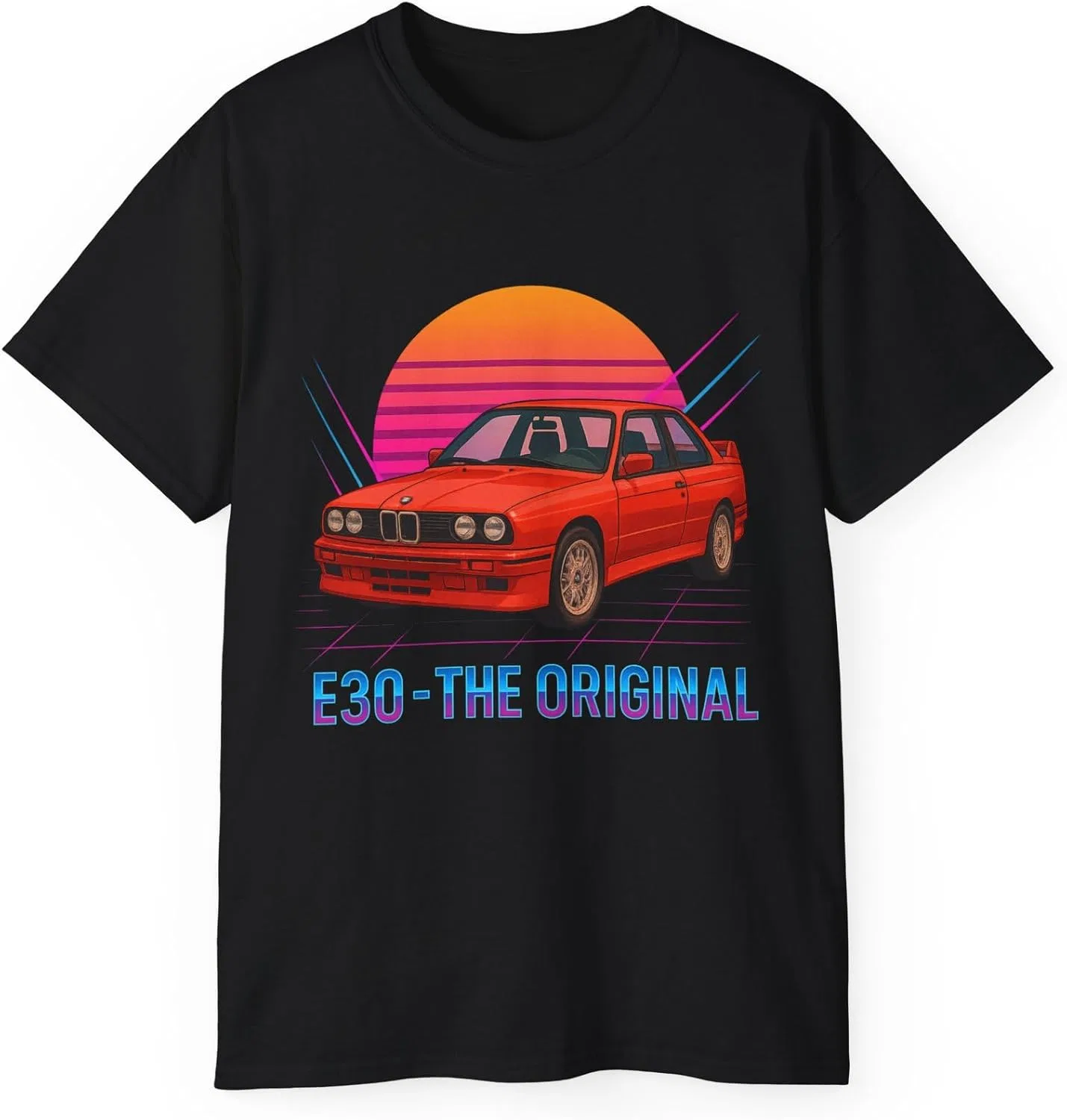 Ретро-футболка с изображением автомобиля BMW E30 | Винтажная футболка в стиле 80-х с графическим принтом классического автомобиля | Футболка, вдохновленная автомобильной тематикой