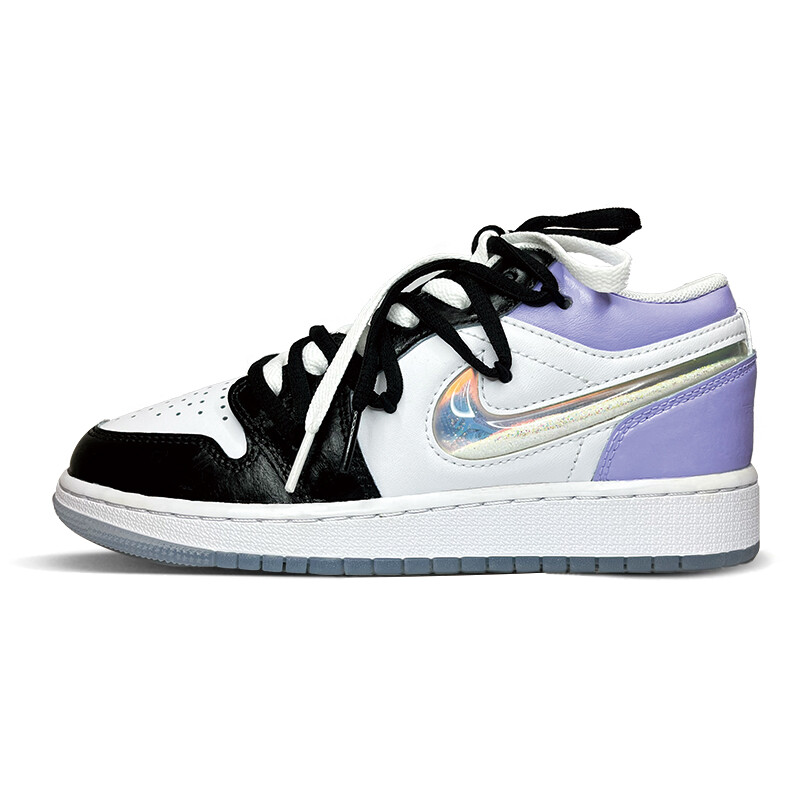 

Кроссовки Air Jordan 1 Vintage Basketball Shoes Women's Low-top Black/purple/white, фиолетовый