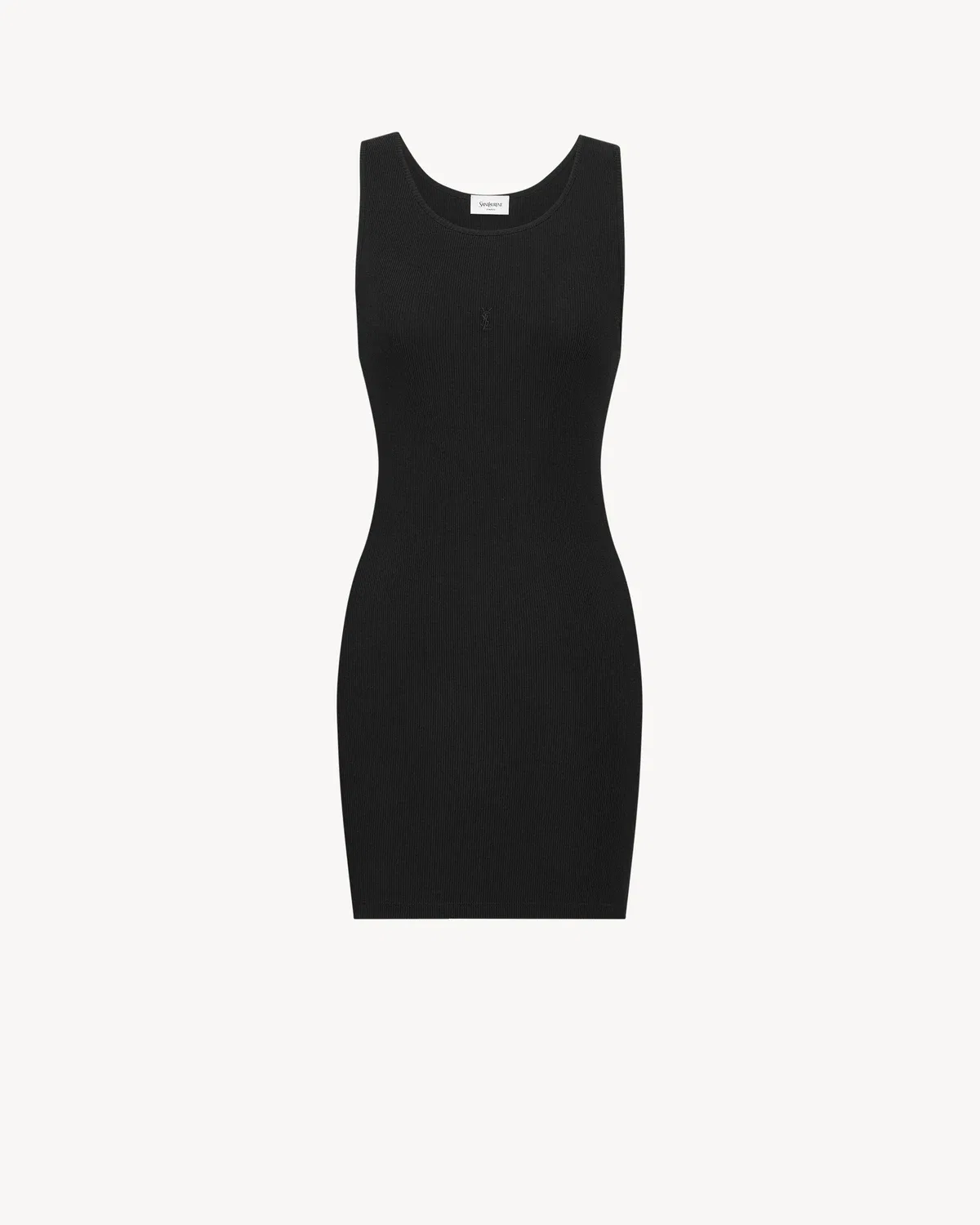 Платье-майка CASSANDRE из хлопкового трикотажа в рубчик SAINT LAURENT, черный