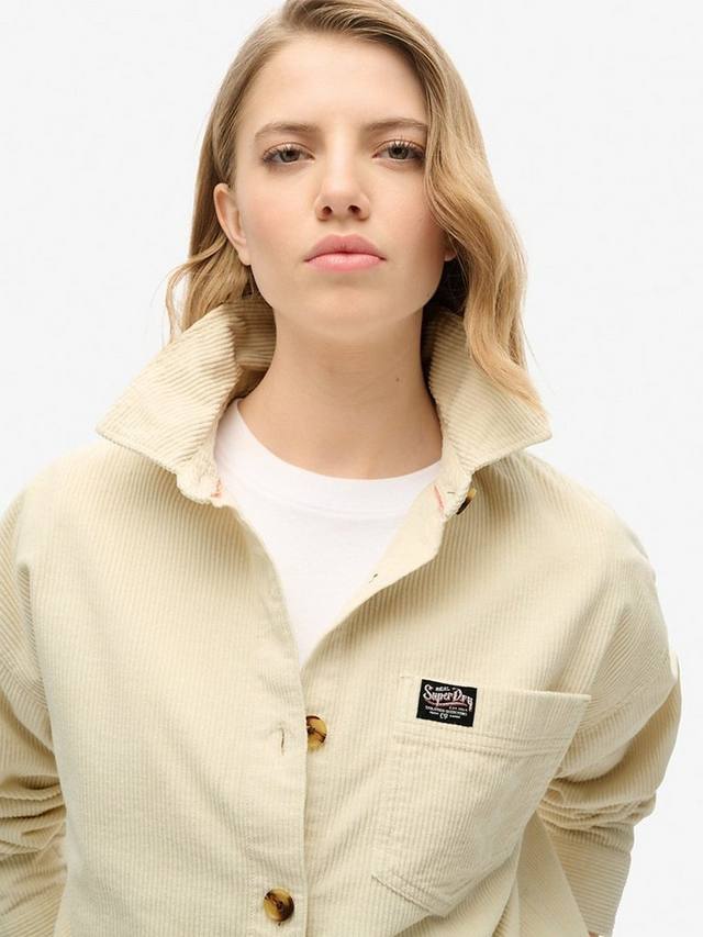 Объемная оверсайт рубашка из органического хлопкового вельвета Superdry, Birch — фото 3