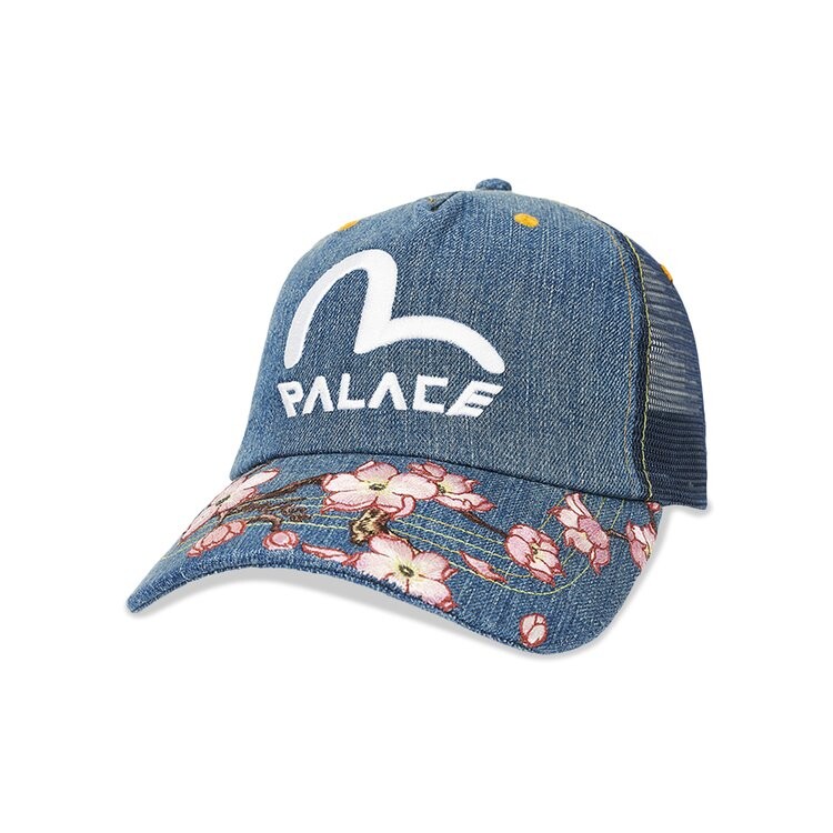 

Бейсболка Palace x Evisu Denim And Mesh Trucker, цвет Stone Wash