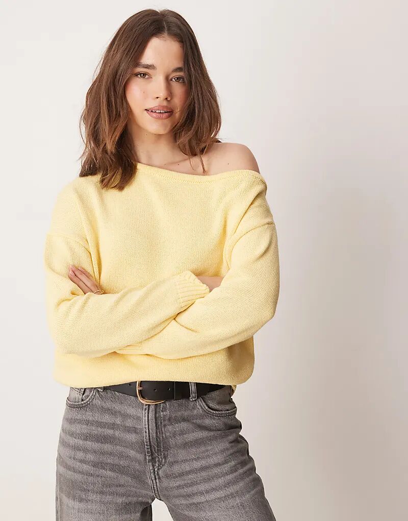 

Свободный джемпер на одно плечо лимонного цвета ASOS DESIGN