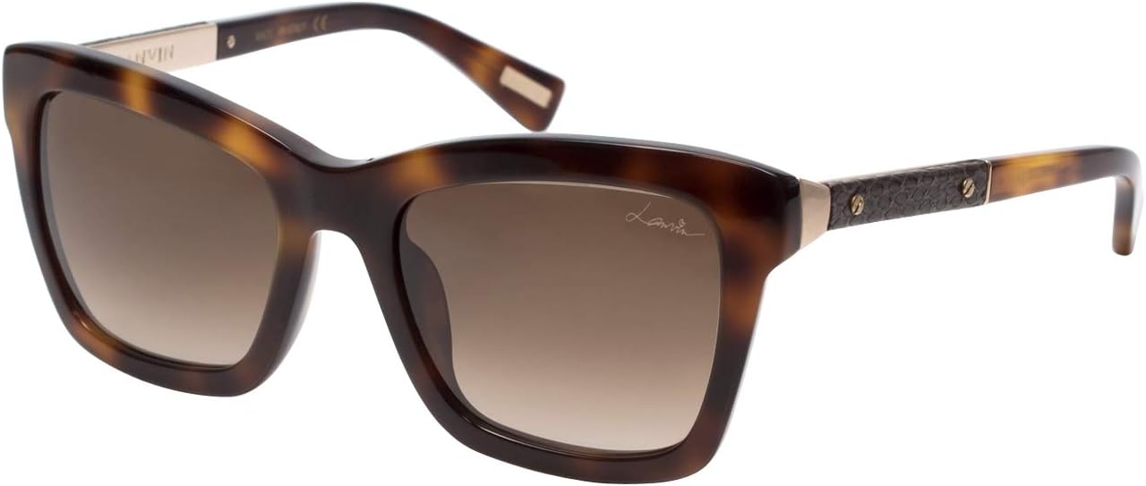 

Дизайнерские солнцезащитные очки LANVIN, глянцевая оправа темно-коричневого цвета «гавана», золотистый цвет, неполяризованные линзы с коричневым градиентом, модель SLN673V-0752-52mm LANVIN en Bleu