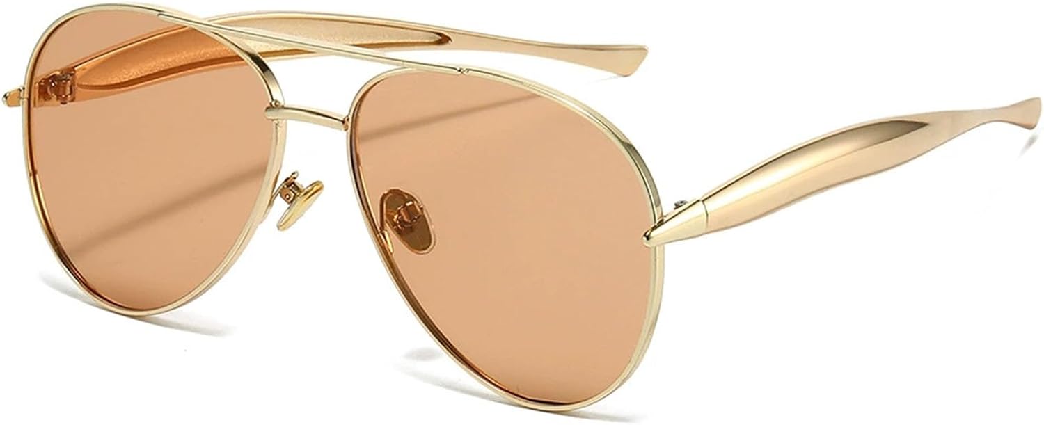 

Женские солнцезащитные очки с двойной перемычкой, овальной формы, металлической оправой, защитой от УФ-излучения UV400, модные ретро-очки для вождения, путешествий и пляжа Bubmari, D