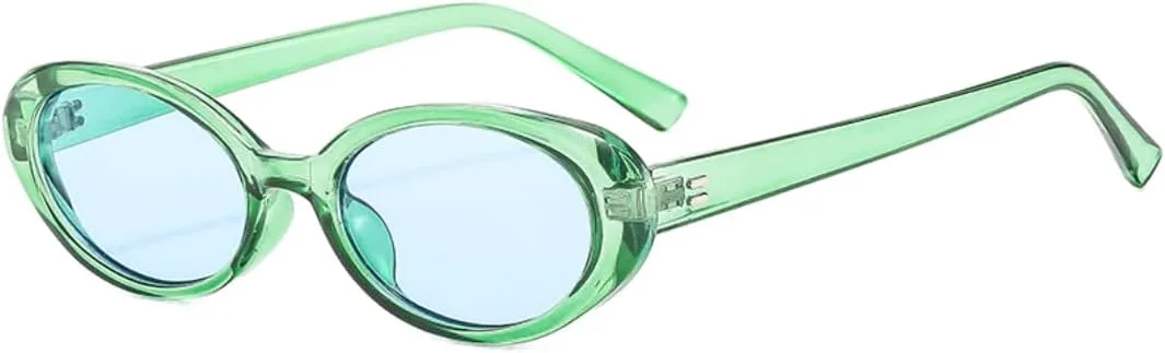 

Солнцезащитные очки для мужчин и женщин - защита UV400 - маленькие овальные линзы конфетного цвета для занятий спортом на открытом воздухе и вождения DSVIGF, Green