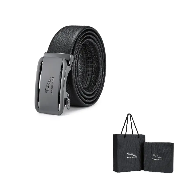 

JAGUAR Мужской кожаный ремень из коровьей кожи черный шириной 3.55 см, Black