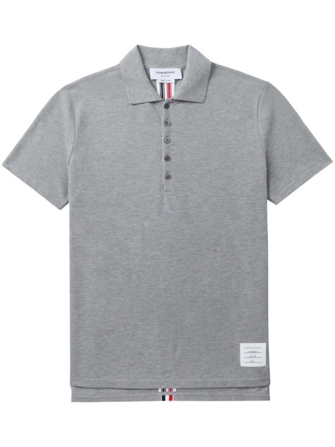 

Thom Browne свободная футболка-поло с короткими рукавами и полосками, серый