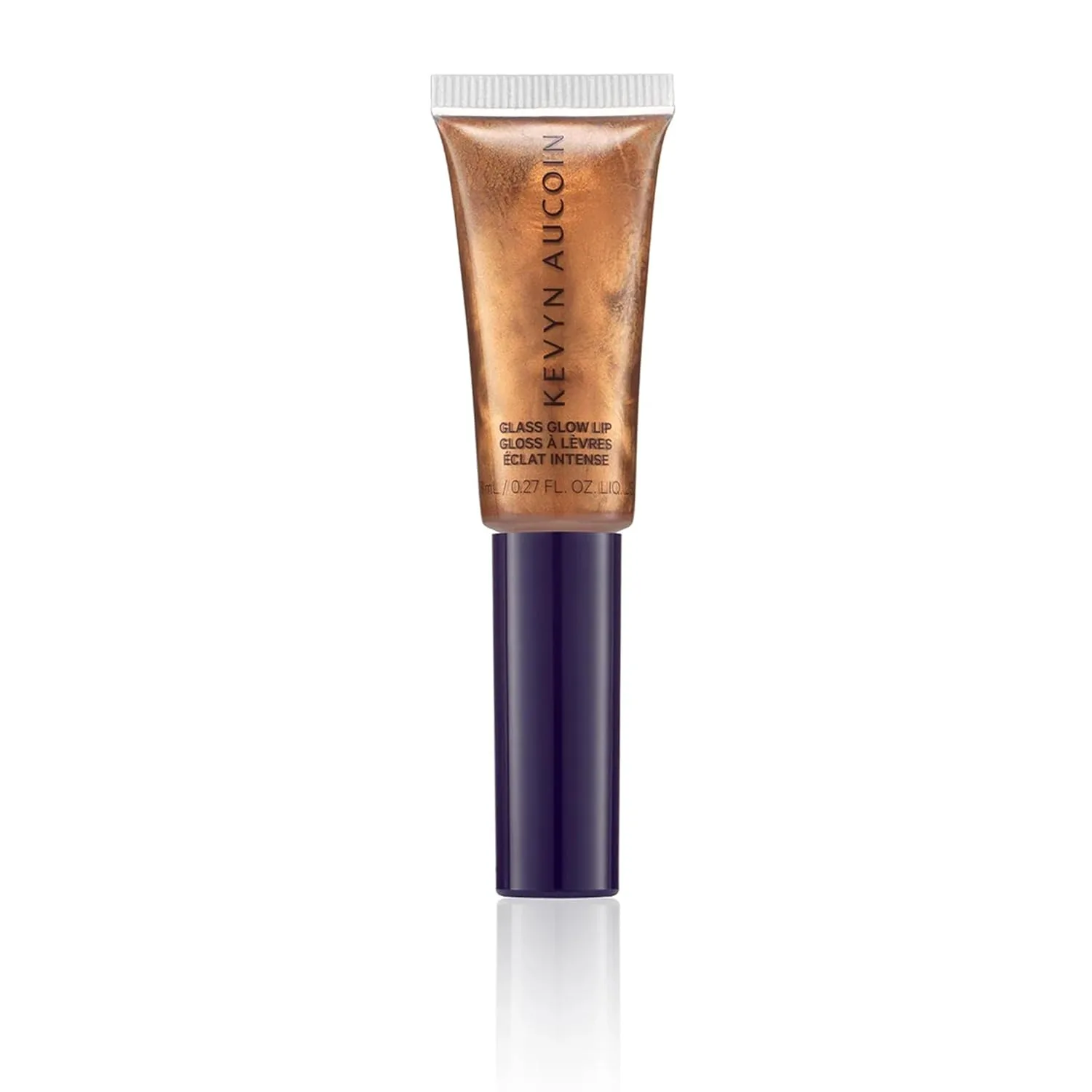 Kevyn Aucoin Glass Glow Lip: универсальный блеск для губ и хайлайтер, 3D отражающее покрытие, комфортное ношение, не липкий, увлажняет, защищает, фиксирует сияние, SPECTRUM BRONZE (golden bronze pearl)