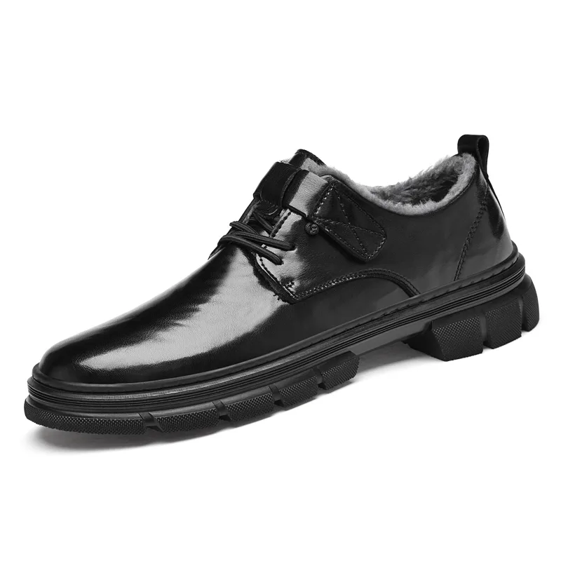 Кожаные повседневные туфли мужские GONGNIULEITING, Black Cotton