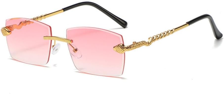 

Солнцезащитные очки Polygon без оправы для женщин, ретро-стиль с змеиным рисунком, прозрачные линзы Ocean, мужские солнцезащитные очки с защитой от УФ-излучения UV400 generic, Pink