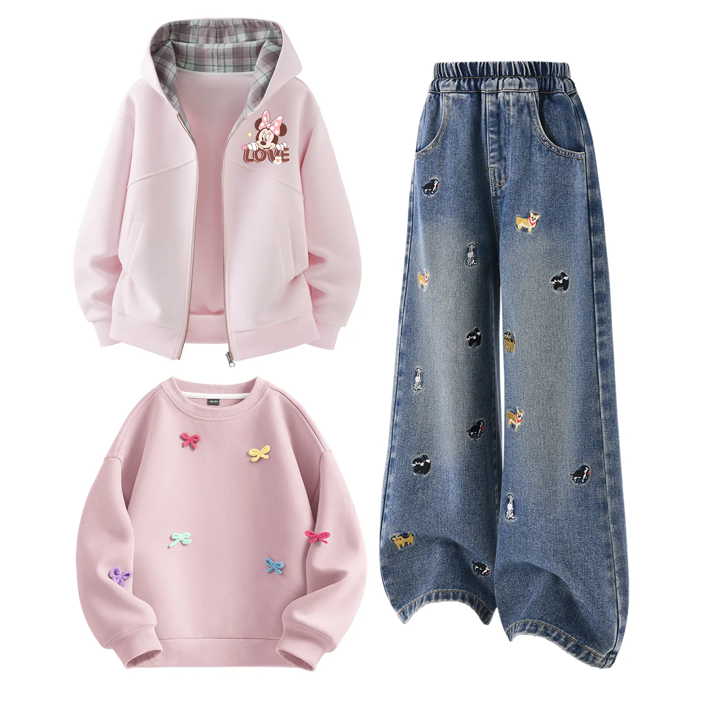 Детский спортивный комплект из 3 предметов Disney, Di Warm Flower K Cherry Blossom Pink+Solid Color Denim Blue+Solid Color Lotus Pink