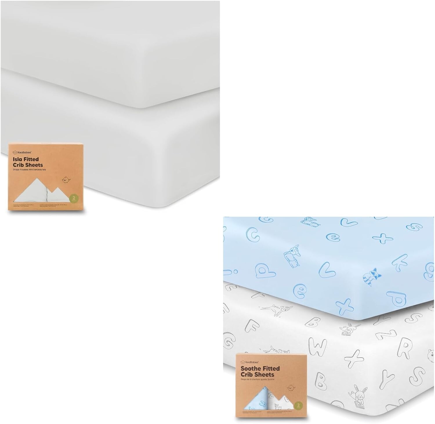 

Kea Babies 2 комплекта простыней для детской кроватки из бамбука и вискозы и 2 комплекта органических простыней для кроватки — органические простыни для детской кроватки по размеру для малышей KeaBabies