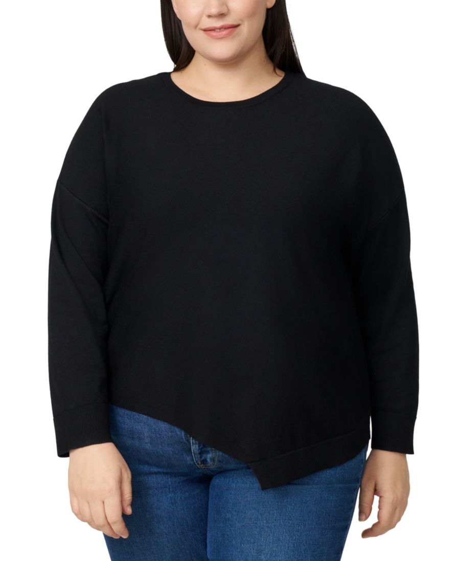 

Свитер-туника большого размера с асимметричным низом Melissa Paige, Jet Black