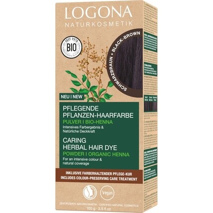 

Питательная растительная краска для волос Черный Коричневый 100г, Logona Naturkosmetik