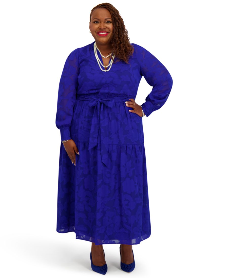 

Женское мягкое многослойное платье миди с V-образным вырезом Kasper, Royal